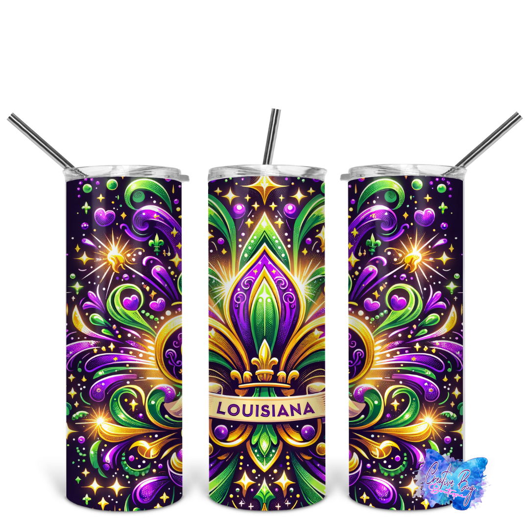 Fleur De Lis Mardi Gras Tumbler