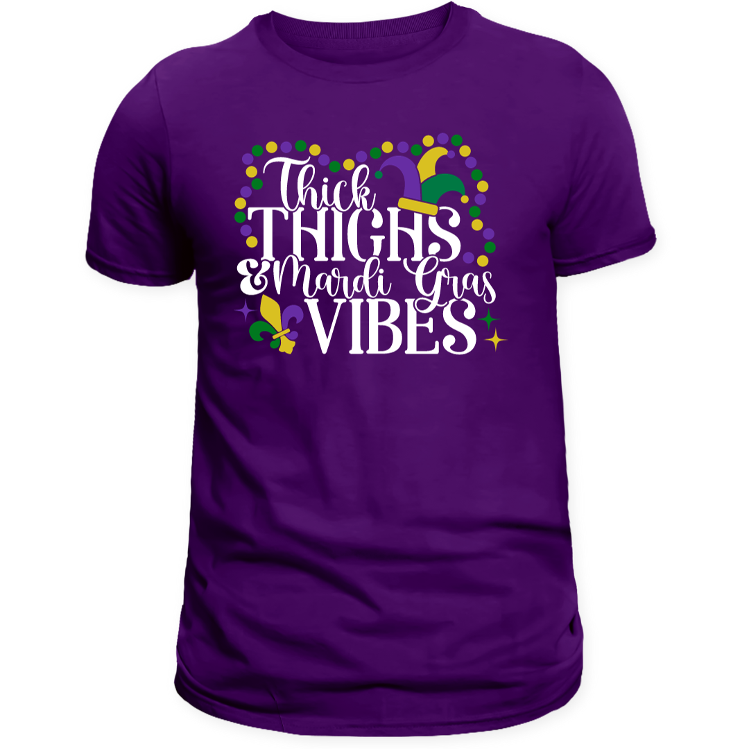 Thick Thighs and Mardi Gras Vibes Shirt