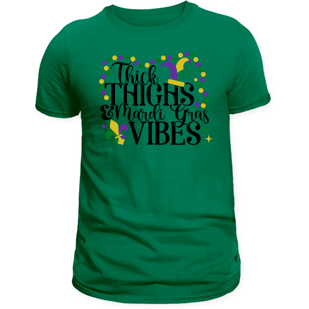 Thick Thighs and Mardi Gras Vibes Shirt