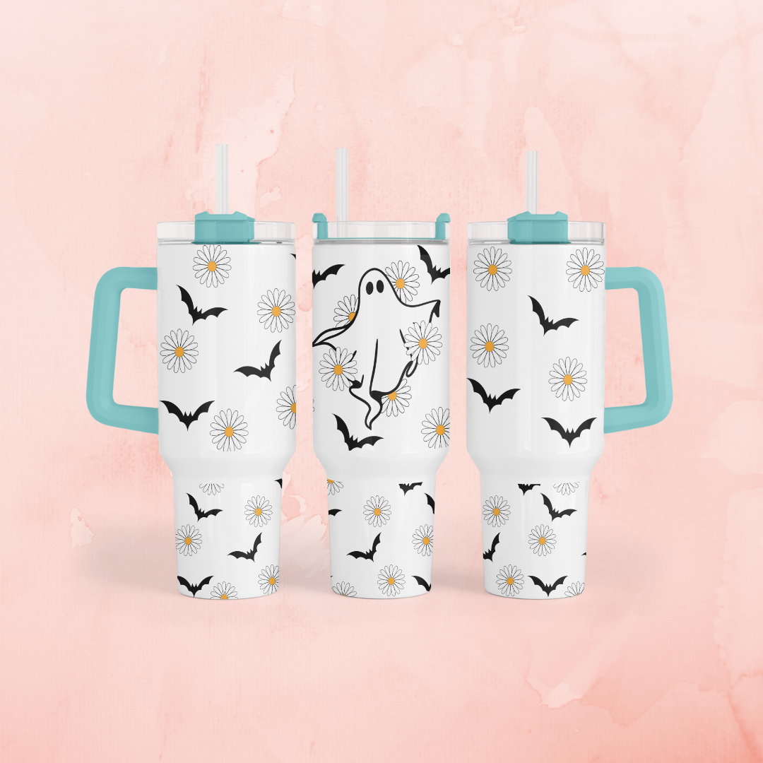 Daisy Ghost Tumbler with Color Handle