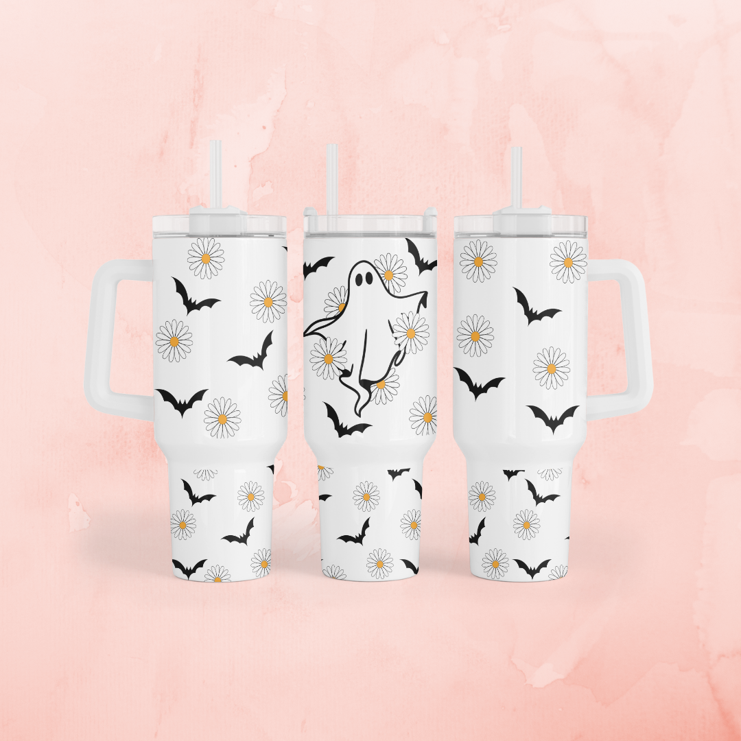 Daisy Ghost Tumbler with Color Handle