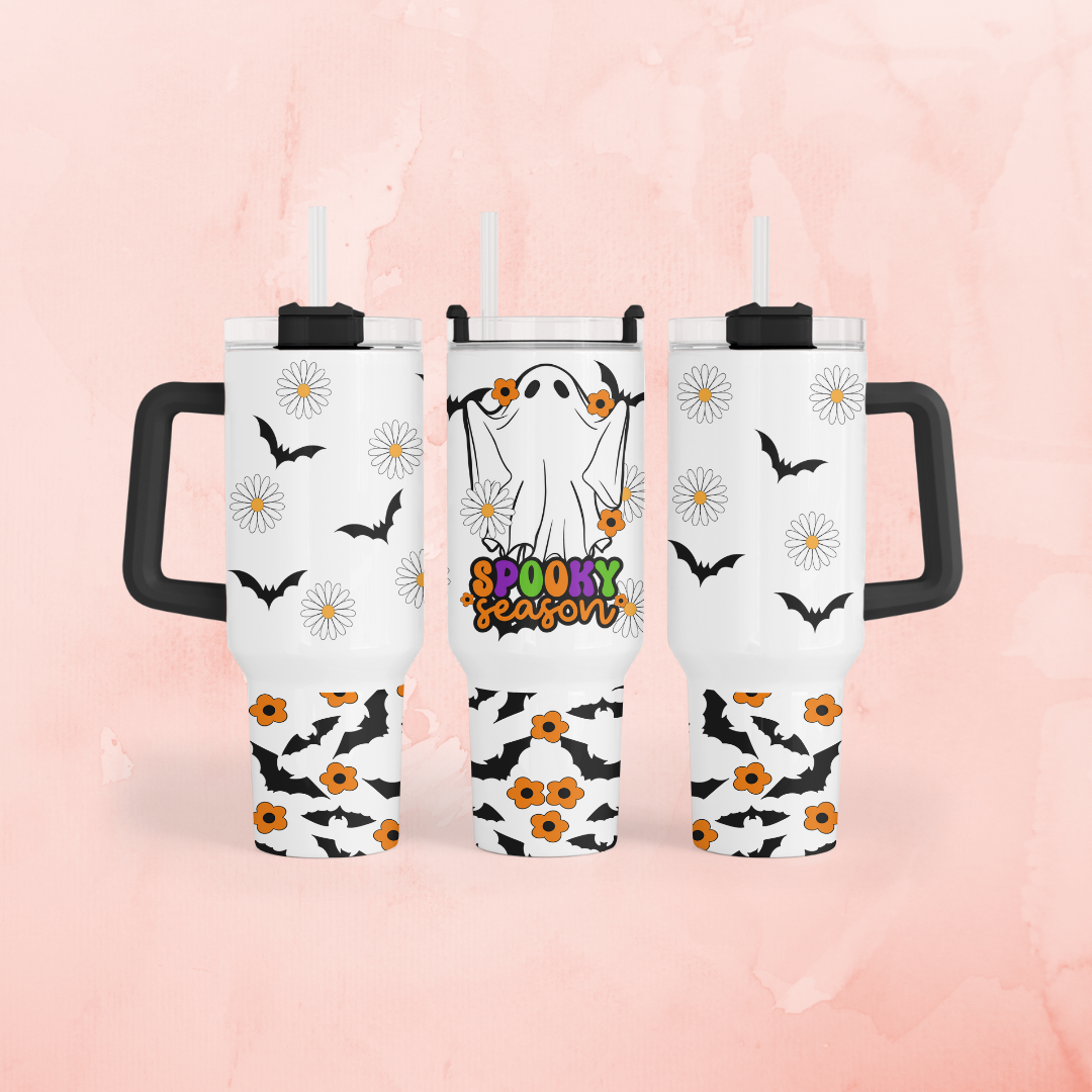 Halloween Spooky Season Tumbler with Color Handle