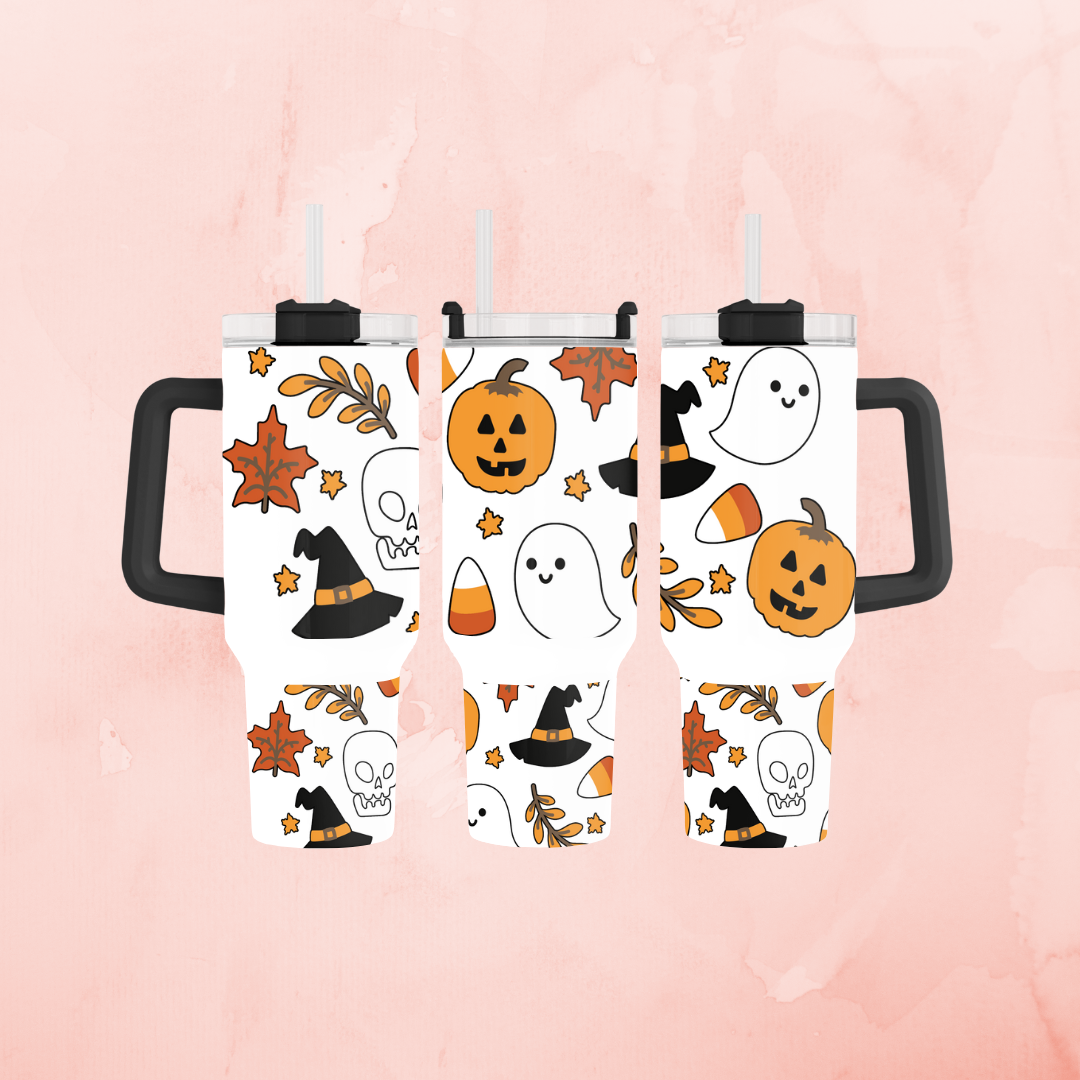 Fall Halloween Tumbler with Color Handle