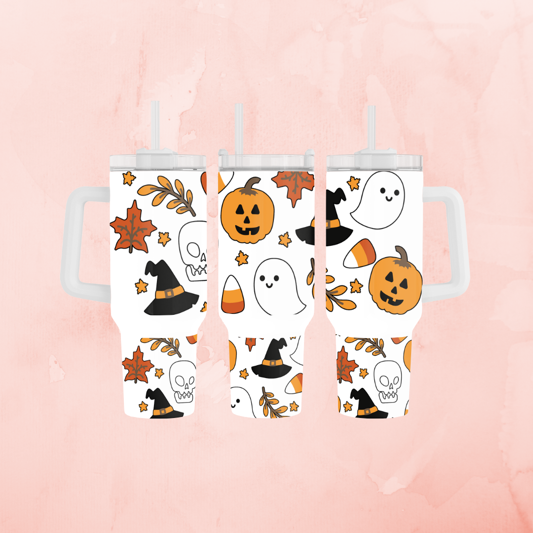 Fall Halloween Tumbler with Color Handle