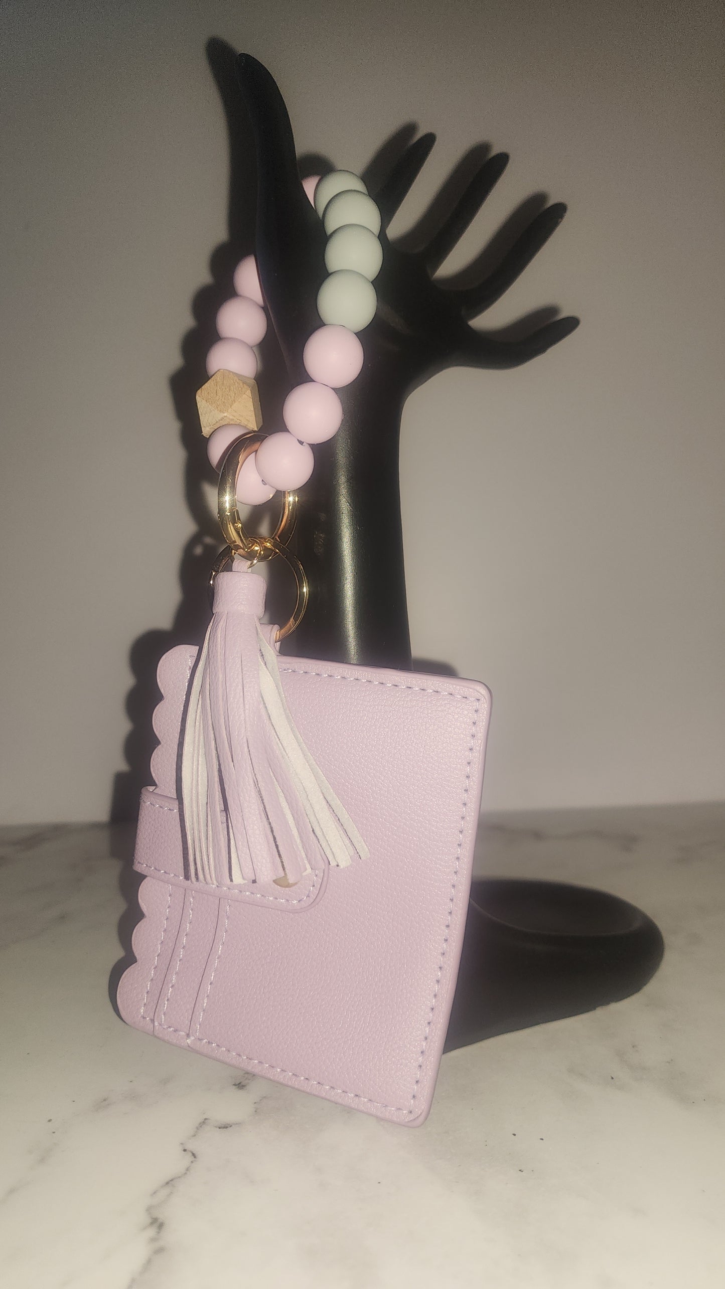 Beaded Keychain Cardholder with Tassel