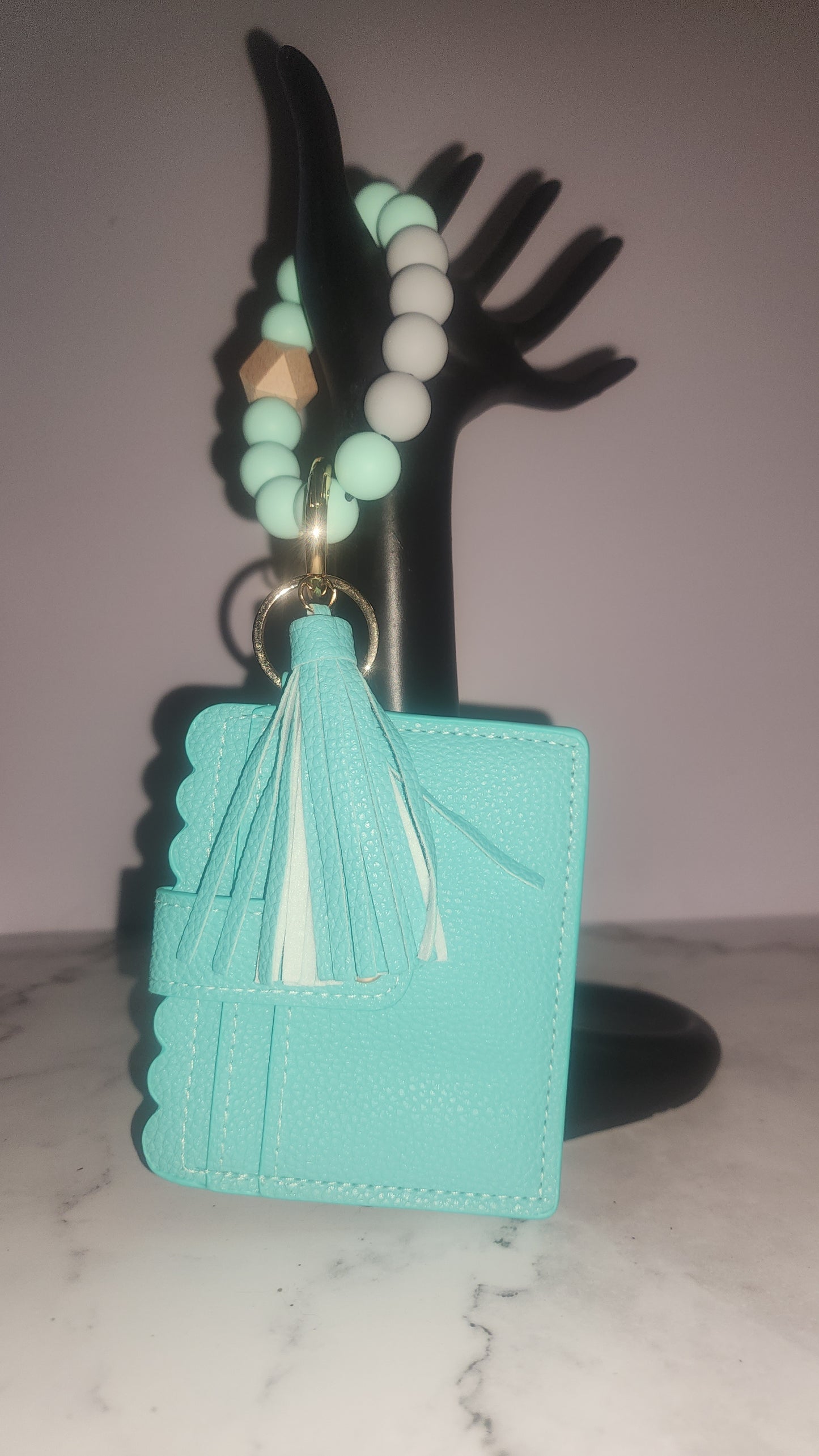 Beaded Keychain Cardholder with Tassel