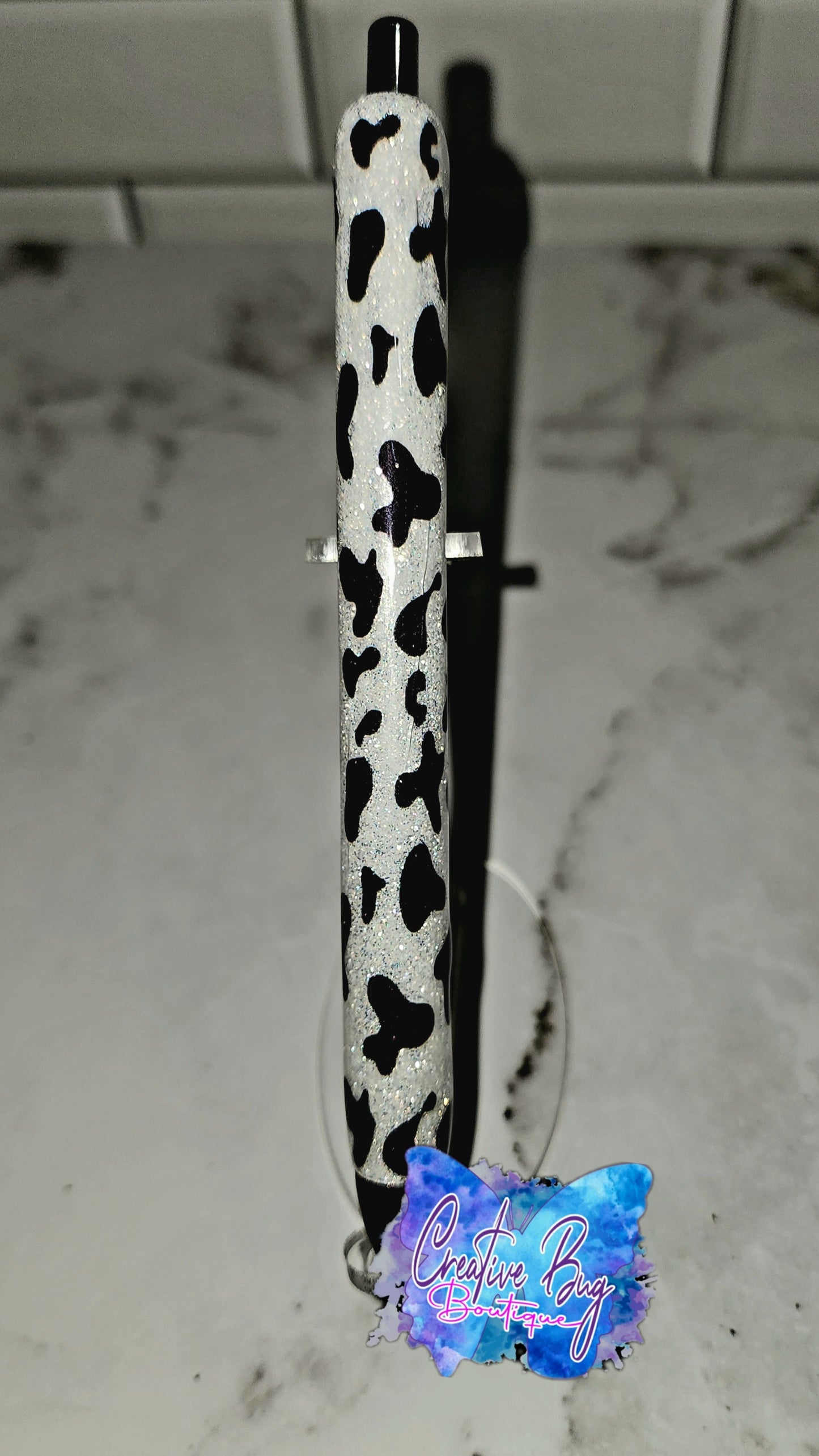 Cow Print Glitter Pen