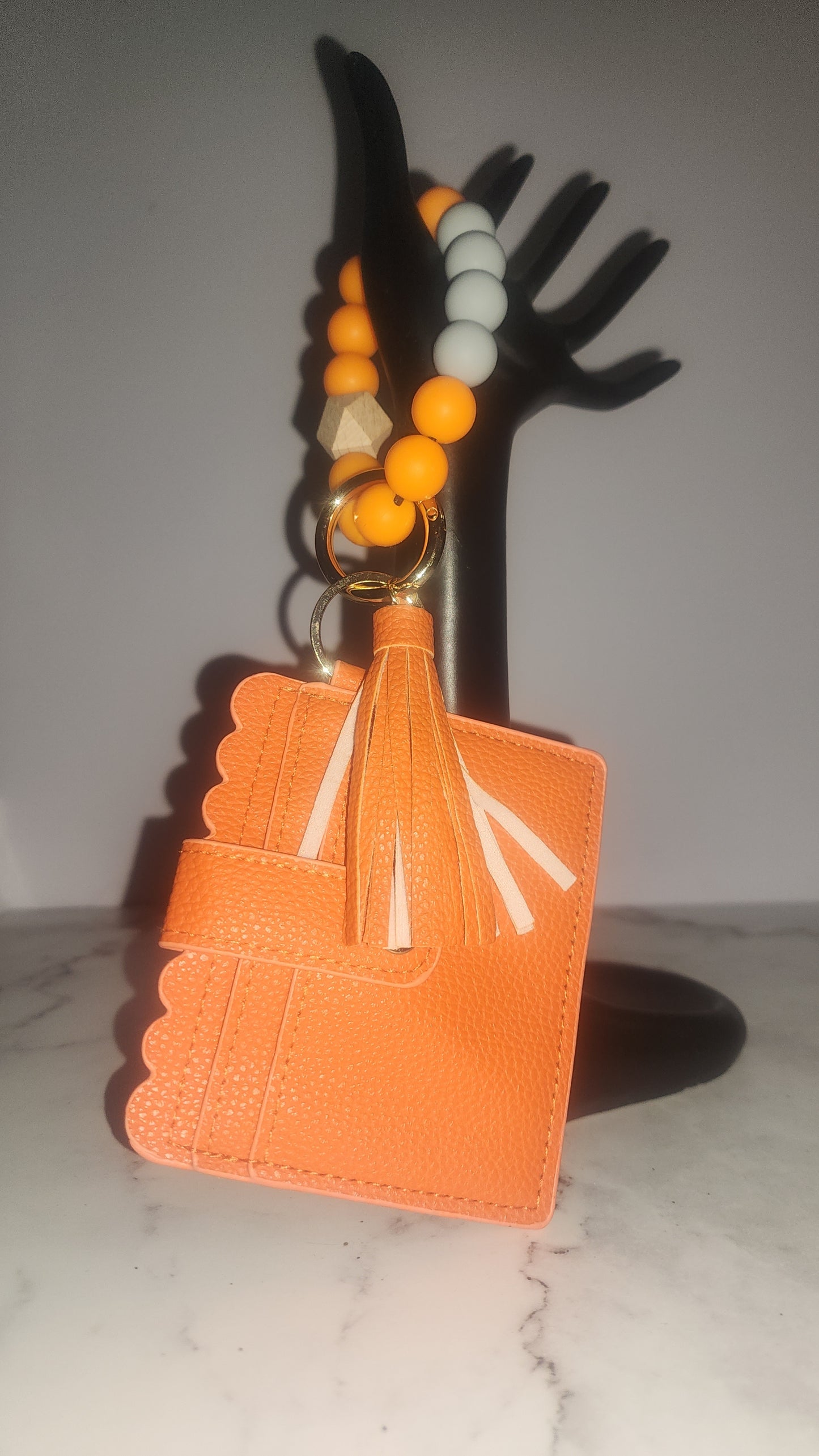 Beaded Keychain Cardholder with Tassel