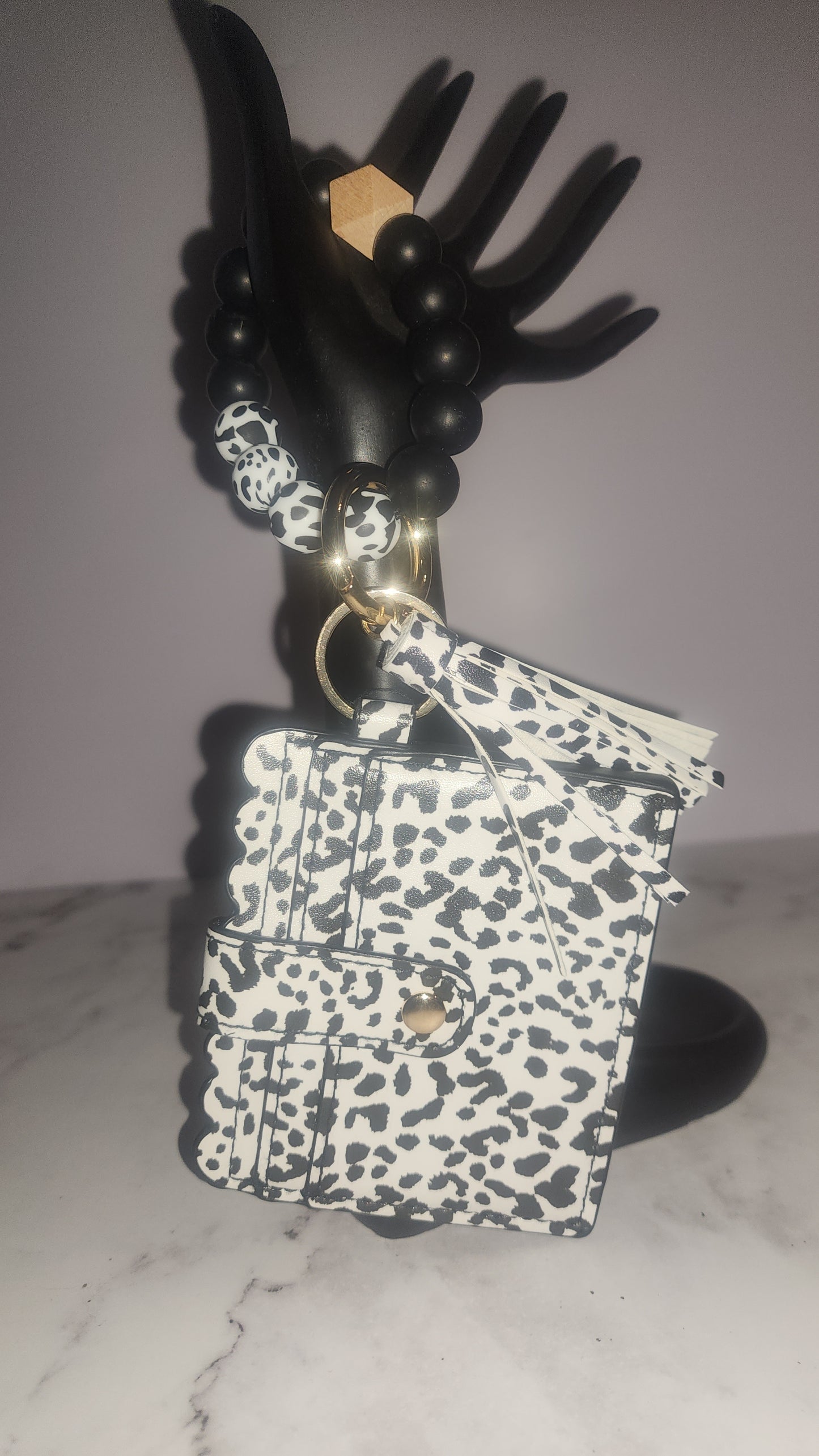 Beaded Keychain Cardholder with Tassel