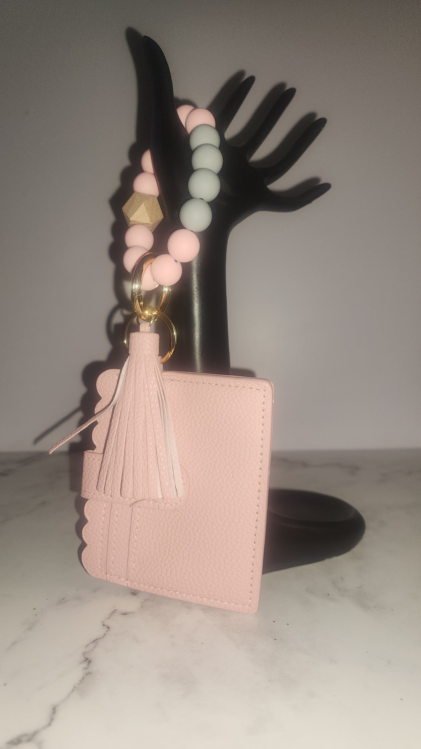 Beaded Keychain Cardholder with Tassel