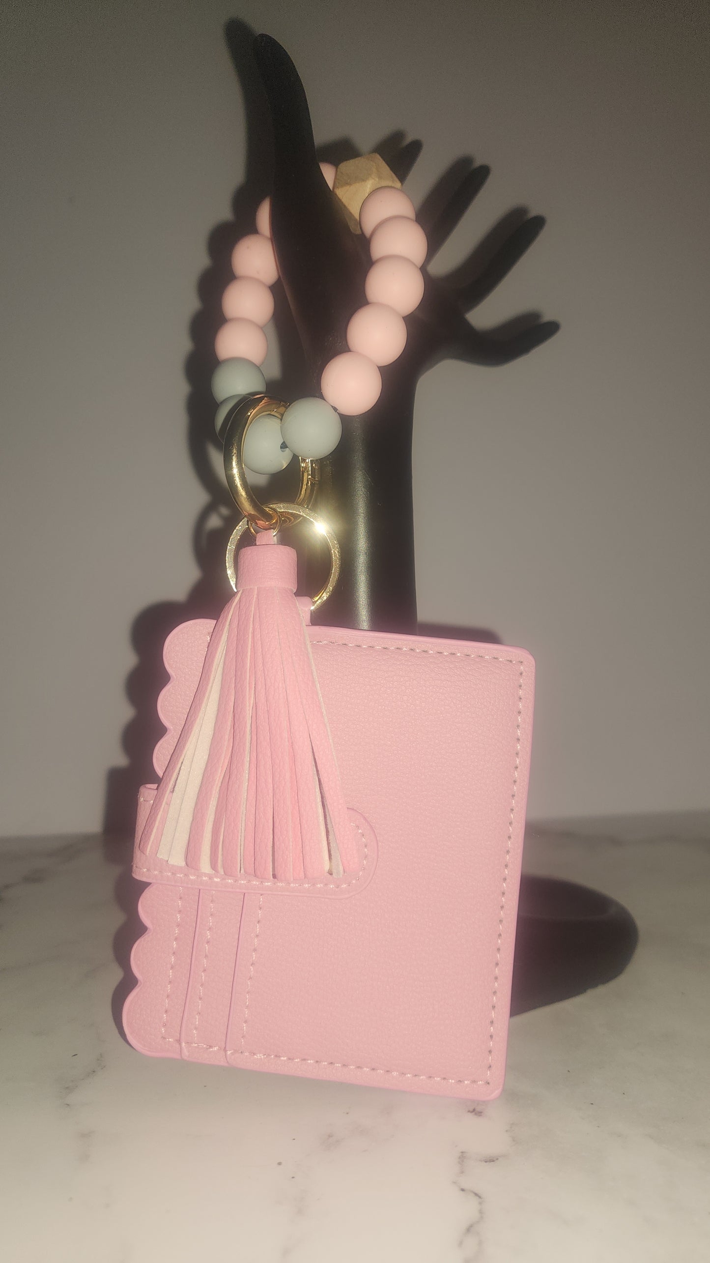 Beaded Keychain Cardholder with Tassel