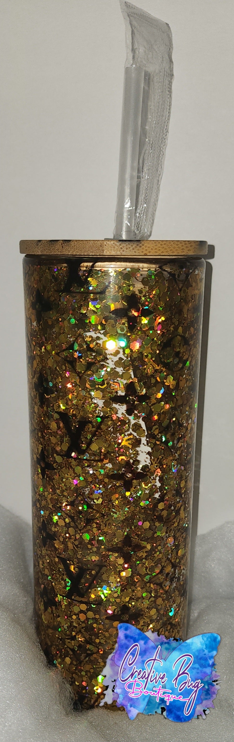 LV Inspired Glass Snow Globe Tumbler